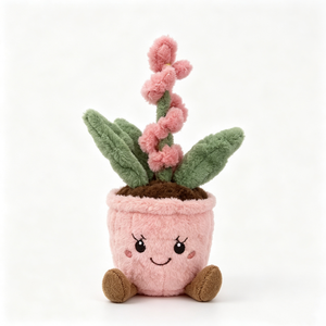 Peluche de fleur en pot personnalisée avec pot rose et fleur violette, plante en peluche à feuilles vertes avec visage brodé, charme et joie assurés - Product Image 3