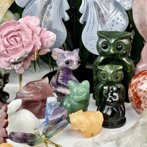 الجملة الطبيعية عالية الجودة الكريستال عين النمر الحرف اليدوية منحوتة اليد مزيج المواد الكلب البومة السلاحف الحيوانات المنحوتات للزينة - Product Image 3