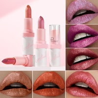 Échantillon gratuit Logo personnalisé Marque privée Rouge à lèvres en velours nacré à haute teneur en pigments Maquillage rouge à lèvres à paillettes métalliques végan imperméable à l'eau