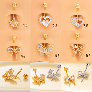 Tim rốn Vòng xuyên phẫu thuật thép không gỉ rốn xuyên bướm bụng nút nhẫn cho phụ nữ - Product Image 2