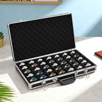 Estuche Organizador de Relojes de Aluminio Plateado con 35 Ranuras, Caja de Viaje Portátil Resistente al Agua y a los Golpes con Cierre de Hebilla