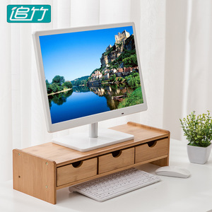 Bamboo <b>Desktop</b> Organizer With Drawers For Desk Storage And Monitor <b>Riser</b> Multifunctional Office Organizer Rectangle Shape - Product Image 2