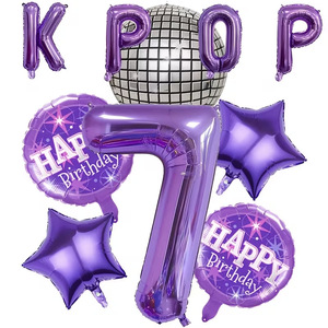 Ensemble de ballons <span class=keywords><strong>en</strong></span> aluminium sur le thème KPOP violet avec chiffres pour la décoration de fête d'anniversaire des enfants et la prise de photos - Product Image 4