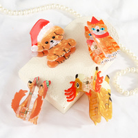 Pinces à cheveux de Noël en gros, en forme de chat et de chien, accessoires capillaires de fête, pinces animales 3D festives pour femmes