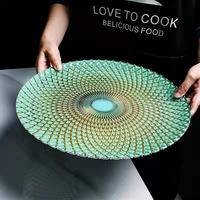 Assiettes de présentation en verre en gros, sous-assiettes en cristal pour la décoration de table, événements festifs, plats de restaurant pour mariages et fêtes