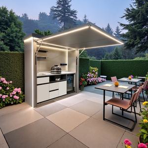 Cuisine extérieure fermée avec armoires modulaires et barbecue, armoires de cuisine extérieure - Product Image 1