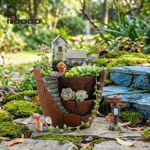 Roogo Grande Vaso per Fiori Ecologico a Doppio Strato, Decorazione da Giardino <span class=keywords><strong>in</strong></span> Resina, Design a Casetta, per Uso a Terra con Foro di Drenaggio - Product Image 4