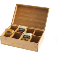 Boîte de rangement à thé multifonctionnelle en bambou, réutilisable, portable, écologique, 8 compartiments, porte-sachets de thé naturel, pour aliments et café