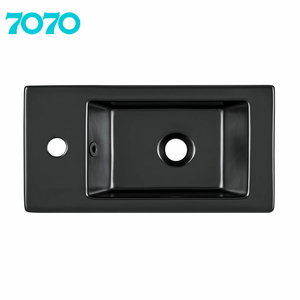 Lavabo mural rectangulaire en céramique noir de petite taille, finition lisse et facile à nettoyer, <span class=keywords><strong>pour</strong></span> salle de bain - Product Image 4