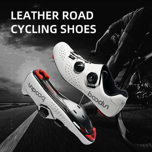 HBG 1291 Outdoor vera pelle in fibra di carbonio <span class=keywords><strong>scarpe</strong></span> da <span class=keywords><strong>ciclismo</strong></span> da <span class=keywords><strong>strada</strong></span> bici da uomo <span class=keywords><strong>scarpe</strong></span> da bicicletta - Product Image 2