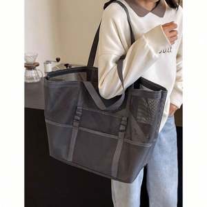 Sac de plage pliable en filet résistant au sable, sac de plage léger à bandoulière pour les voyages à la plage - Product Image 4