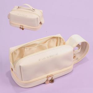 Trousse de Maquillage de Voyage Portable Étanche à Deux Couches Grande Capacité avec Fermeture Éclair en PU OEM - Product Image 3