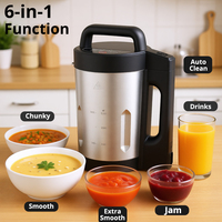 Olla Eléctrica Multifuncional 6 en 1 de 1.5L para Sopas, con Panel LED, Acero Inoxidable, Portátil, para el Hogar