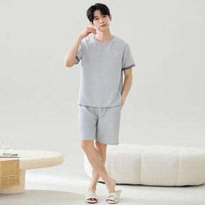 <span class=keywords><strong>Pigiama</strong></span> da <span class=keywords><strong>uomo</strong></span> LONGD casual alla moda a <span class=keywords><strong>maniche</strong></span> <span class=keywords><strong>corte</strong></span> e pantaloncini, per tutte le stagioni, in 100% poliestere lavorato a maglia, traspirante e ad asciugatura rapida - Set completo - Product Image 6