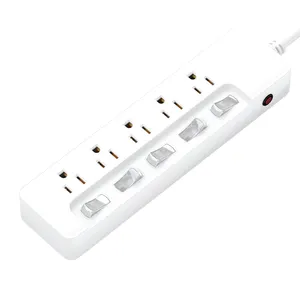 Hot Sale US 5 Outlets Surge Protector Power Strip Electric Extension Board with Switch Extension Socket Standard Grounding White