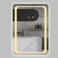 Miroir de salle de bain personnalisé avec affichage de l'heure, anti-buée, étanche, intelligent, LED tactile, réglable
