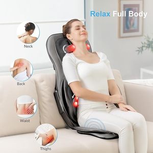 Verstellbares 3D <span class=keywords><strong>Shiatsu</strong></span> Nacken-, Rücken-, Taillen- und Oberschenkel-Ganzkörpermassagekissen mit Heizkissen und Luftsitzkissen - Product Image 2