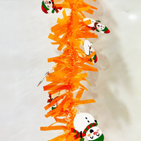 Guirlande de Noël 2m avec bonhomme de neige, guirlande colorée en tinsel et macarons, décoration pour sapin de Noël