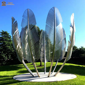 Magnifique conception de feuille d'artisanat en fil d'acier inoxydable grande sculpture de paysage - Product Image 5