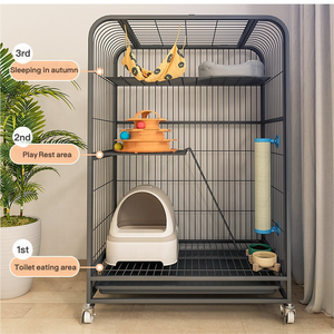Grande <span class=keywords><strong>cage</strong></span> pliable robuste en métal pour animaux de compagnie avec roues et plateau Premium <span class=keywords><strong>Animal</strong></span> Control Square Cat Housing Cat Cabinet - Product Image 3