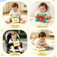 Livre en tissu pour enfants QB011, livre en tissu carré 3D pour bébé, livre jouet en papier froissé résistant aux déchirures