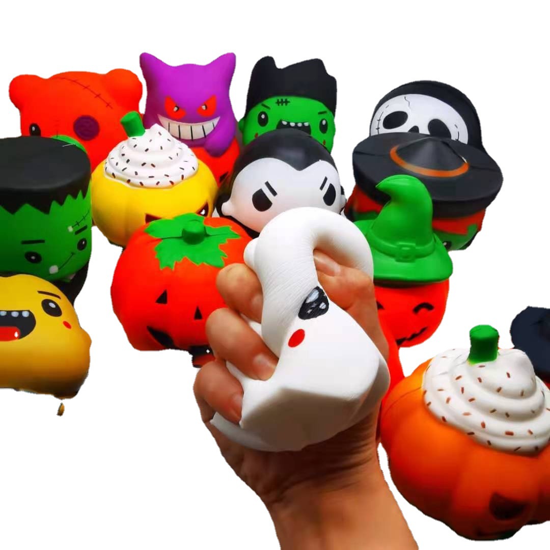 2021 Halloween PU Jumbo Squishy Toy Slow Rising Pumpkin Soft Cartoon Squishies Foam Stress Relief Toys Fidget Gift