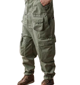 Overoles de Trabajo Personalizados de Algodón para Hombre, Cintura Elástica, Corte Recto, Cintura Media, Ajuste Holgado, Cierre Completo con Bolsillos Utilitarios - Product Image 1