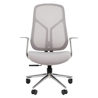 Chaise de bureau réglable gris clair, chaise pivotante pour ordinateur avec accoudoirs fixes et dossier inclinable
