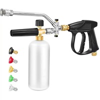 Pistolet de Lavage Haute Pression pour Voiture avec Bouteille et Buse à Jet de Mousse Réglables pour Nettoyage Domicile Véhicule