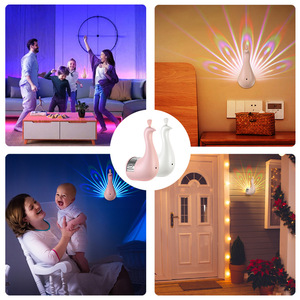 LED Projected <strong>Peacock</strong> Night <strong>Light</strong> Creative Bedside Lighting with Remote Control Hanging Wall Lamps Colorful Atmosphere <strong>Light</strong> - Product Image 4