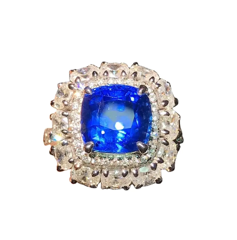 Hochwertiger Schmuck 18 Karat Gold Diamant 4 Karat Sri Lanka natürlichen unbeheizten Kornblumen blau Saphir Ring