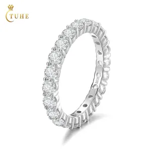 फैशनेबल महिलाओं के गहने सगाई की अंगूठी 925 चांदी डी रंग वीवीएस Moissanite हीरा 3mm वेडिंग बैंड अँगूठी