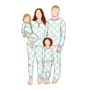 Qingli ODM Custom Factory Unisex Boutique in maglia 2 pezzi Set a maniche lunghe stampa a quadri abbinata abiti madre figlia - Product Image 3