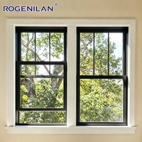 Fenêtre à double battant en aluminium insonorisée de style américain Rogenilan, triple vitrage, double vitrage extérieur pour maison