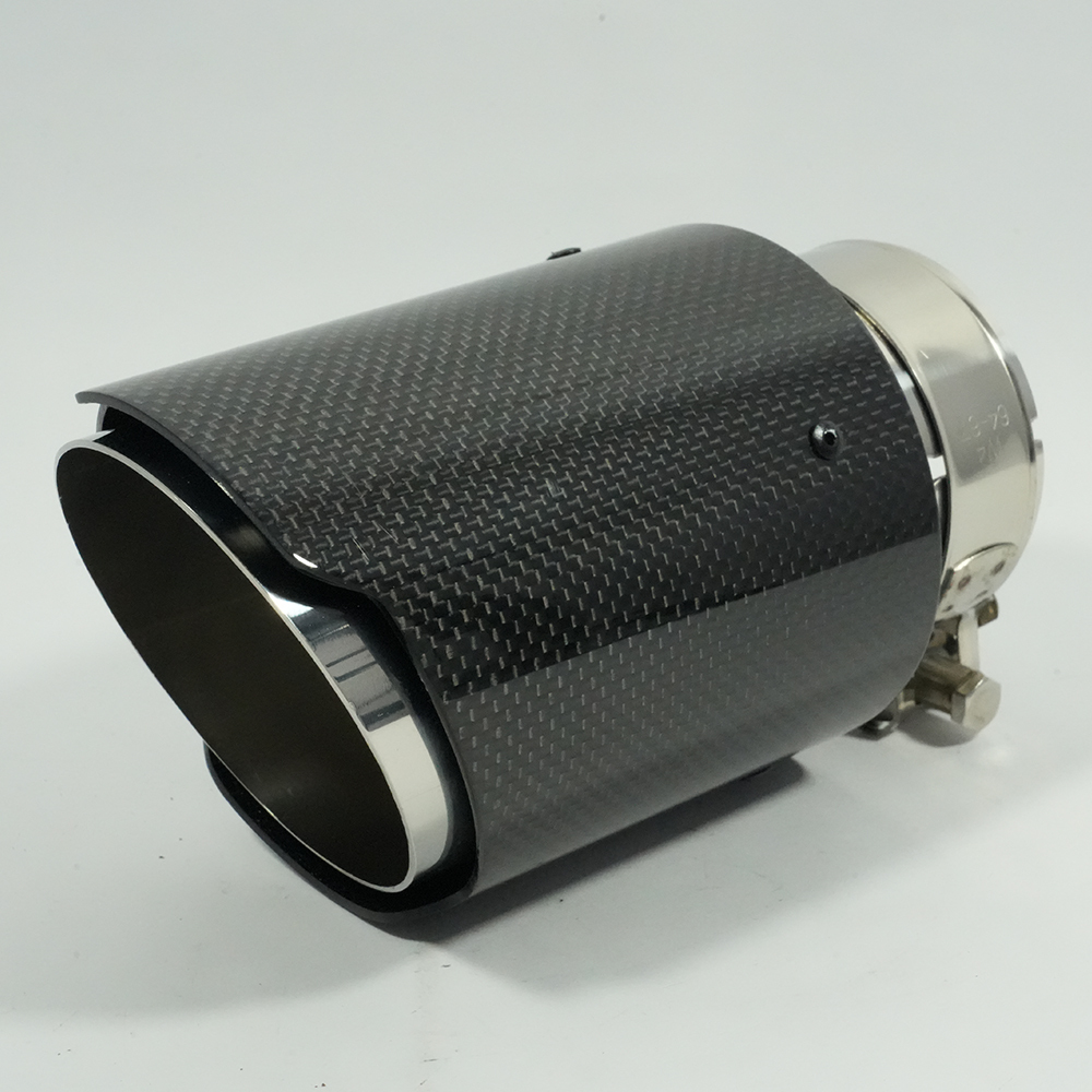 Straight Edge Carbon Fiber Car Exhaust Tip Throat Modified Carbon Fiber And Stainless Steel Exhaust Tip