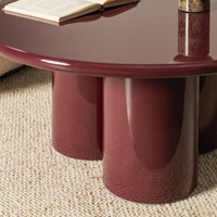 Table basse ronde moderne rouge brillante 80 cm, MDF laqué, design élégant, montage facile pour salon et maison