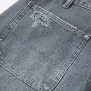 Pantalones Cortos Cargo Verde Oliva para Hombre, 100% Algodón, Estilo Workwear, Cintura Media, Cierre de Botones, Transpirables, Largo Bermuda - Product Image 5