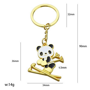 Porte-clés en métal Kung Fu Panda chinois, vente en gros, thème sport et <span class=keywords><strong>jeux</strong></span> de neige, cadeaux de mode, logo personnalisé - Product Image 3