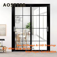 Porte coulissante intérieure AOSTTER en aluminium moderne français, double vitrage, verre trempé, étanche, grille, haute qualité, fourniture d'usine