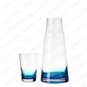 高品质半蓝色玻璃水罐水杯水罐玻璃水瓶