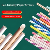 Pailles en papier biodégradables écologiques de qualité alimentaire, emballées individuellement pour les fêtes, pour limonade, thé au lait, fines et épaisses