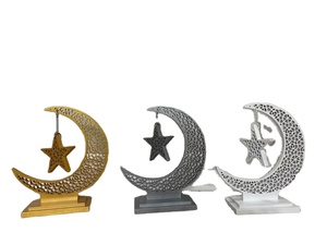 Star With Led <b>Battery</b> Operated Fairy <b>Lights</b> Ramadan Eid Wooden <b>Light</b> up Crescent Moon - Product Image 2