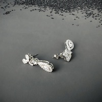 Nouvelles Boucles d'Oreilles Pendante Chandelier de Luxe en Argent Sterling 925 Plaqué Rhodium avec Diamants Moissanite pour Femme, Design Exclusif
