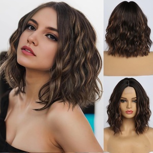 Perruques Lace Front pour femmes, style européen et américain, en fibre haute température, <span class=keywords><strong>cheveux</strong></span> <span class=keywords><strong>courts</strong></span> bouclés, pour changer de <span class=keywords><strong>coiffure</strong></span> L0814 - Product Image 3