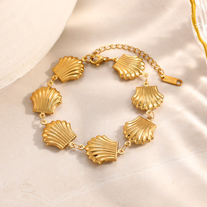 Seashell Design Gold Plated <b>Bracelet</b> Zinc Alloy Ocean Theme Jewelry for Women - Product Image 2