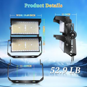 ไฟส่องสว่างกลางแจ้งแบบโมดูลาร์ LED IP65 ตัวเรือนอะลูมิเนียม 100W-600W โปรเจคเตอร์เสาสูง พร้อมมุมลำแสง 20-90 องศา - Product Image 2