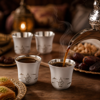 Vente en gros de tasses à espresso en acier inoxydable de 60 ml (2 oz), tasses à café arabes Cawa, mini tasses à café à double paroi