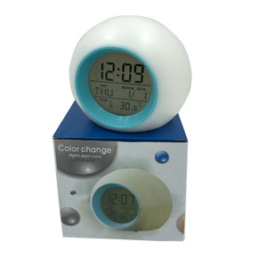 Color Changing Spherical Alarm Clock With Time Temperature Display Childrens Bedside Ambient Light - Product Image 4