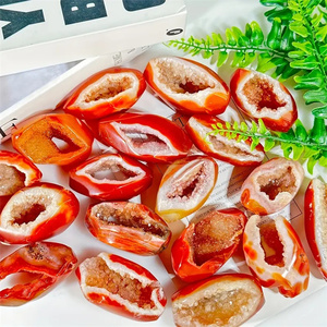 Tinh thần hang động tinh thể thủ công mỹ nghệ trứng hình tự nhiên màu đỏ Carnelian geode cụm Đối với trang trí nội thất, đồ trang sức làm & phụ kiện - Product Image 5