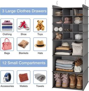 Extra-<b>large</b> Non-woven Multi-compartment <b>Wardrobe</b> Hanging Bag for Fabric and Clothing Storage - Product Image 5